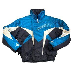 Vintage 90s Polaris Snowmobile Jacket Mens M USA Union Made Blue Black
